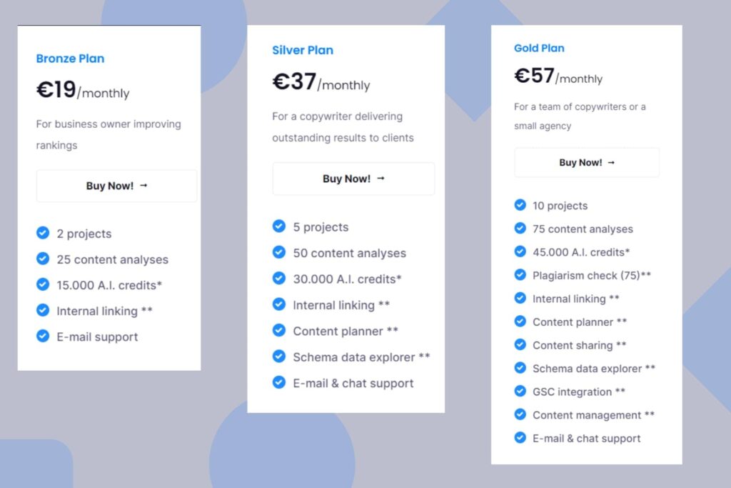 neuron writer -  pricing